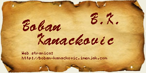 Boban Kanačković vizit kartica